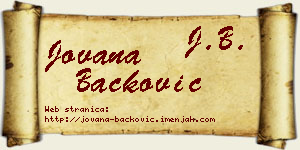Jovana Backović vizit kartica